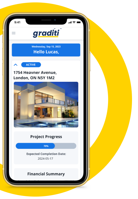 Phone screenshot of the Graditi Dashboard